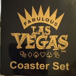 Fabulous Las Vegas Coaster Set of 4 in Black and Gold
